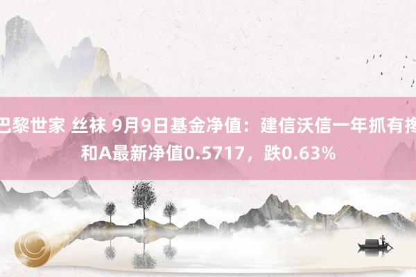 巴黎世家 丝袜 9月9日基金净值：建信沃信一年抓有搀和A最新净值0.5717，跌0.63%