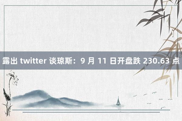 露出 twitter 谈琼斯：9 月 11 日开盘跌 230.63 点