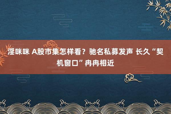 淫咪咪 A股市集怎样看？驰名私募发声 长久“契机窗口”冉冉相近