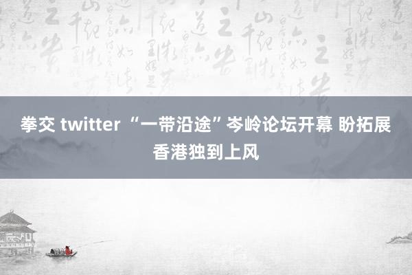 拳交 twitter “一带沿途”岑岭论坛开幕 盼拓展香港独到上风