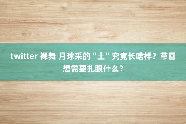 twitter 裸舞 月球采的“土”究竟长啥样？带回想需要扎眼什么？