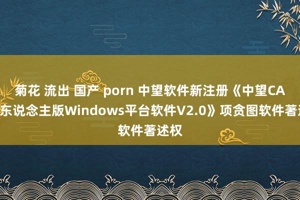 菊花 流出 国产 porn 中望软件新注册《中望CAD个东说念主版Windows平台软件V2.0》项贪图软件著述权