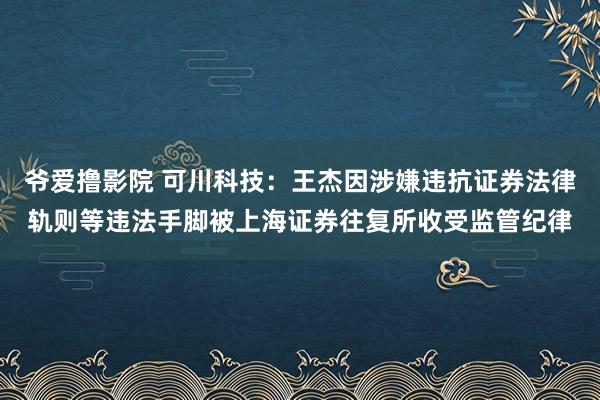 爷爱撸影院 可川科技：王杰因涉嫌违抗证券法律轨则等违法手脚被上海证券往复所收受监管纪律