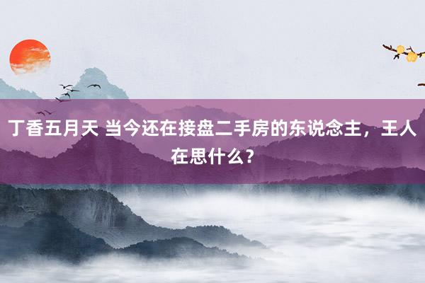 丁香五月天 当今还在接盘二手房的东说念主，王人在思什么？