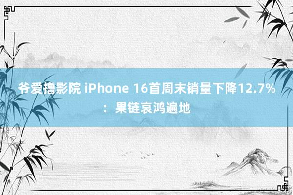 爷爱撸影院 iPhone 16首周末销量下降12.7%：果链哀鸿遍地