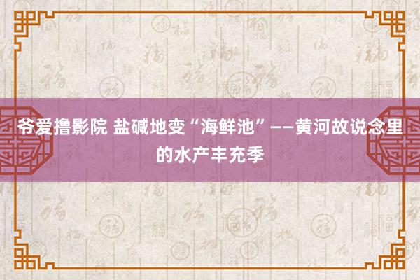 爷爱撸影院 盐碱地变“海鲜池”——黄河故说念里的水产丰充季