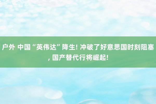 户外 中国“英伟达”降生! 冲破了好意思国时刻阻塞， 国产替代行将崛起!