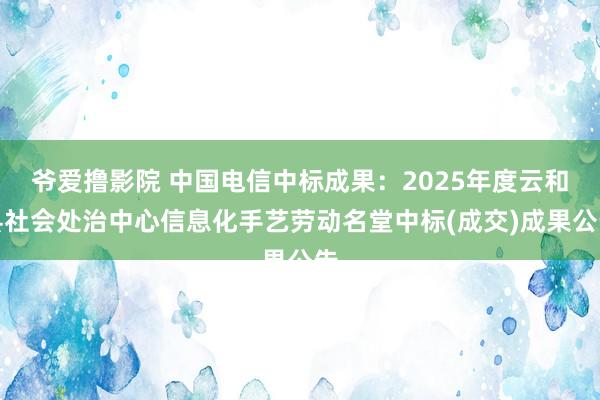 爷爱撸影院 中国电信中标成果：2025年度云和县社会处治中心信息化手艺劳动名堂中标(成交)成果公告