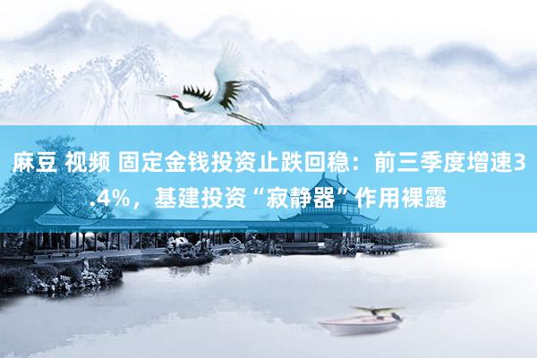 麻豆 视频 固定金钱投资止跌回稳：前三季度增速3.4%，基建投资“寂静器”作用裸露