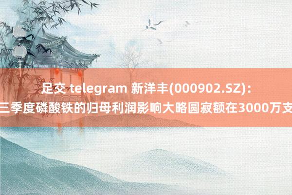 足交 telegram 新洋丰(000902.SZ)：前三季度磷酸铁的归母利润影响大略圆寂额在3000万支配