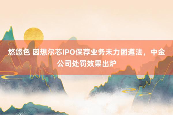 悠悠色 因想尔芯IPO保荐业务未力图遵法，中金公司处罚效果出炉