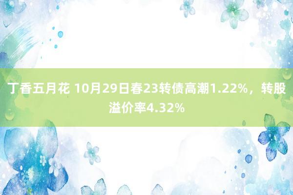 丁香五月花 10月29日春23转债高潮1.22%，转股溢价率4.32%