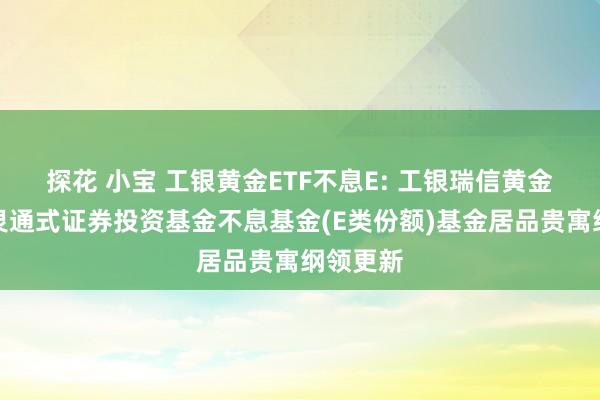 探花 小宝 工银黄金ETF不息E: 工银瑞信黄金交游型灵通式证券投资基金不息基金(E类份额)基金居品贵寓纲领更新