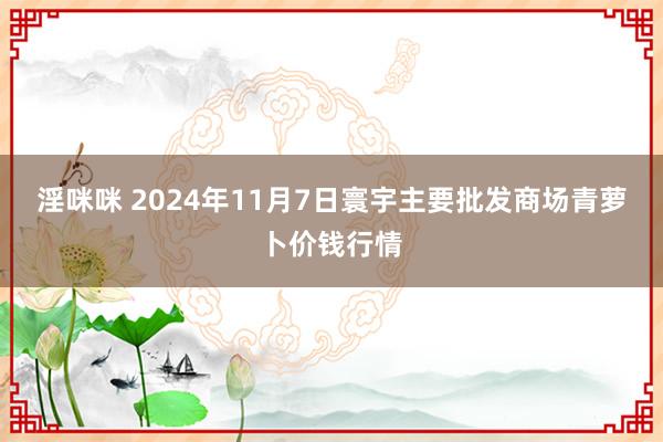 淫咪咪 2024年11月7日寰宇主要批发商场青萝卜价钱行情