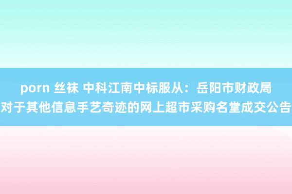 porn 丝袜 中科江南中标服从：岳阳市财政局对于其他信息手艺奇迹的网上超市采购名堂成交公告