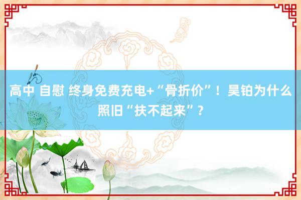 高中 自慰 终身免费充电+“骨折价”！昊铂为什么照旧“扶不起来”？