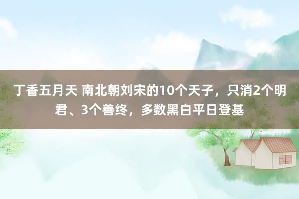 丁香五月天 南北朝刘宋的10个天子，只消2个明君、3个善终，多数黑白平日登基